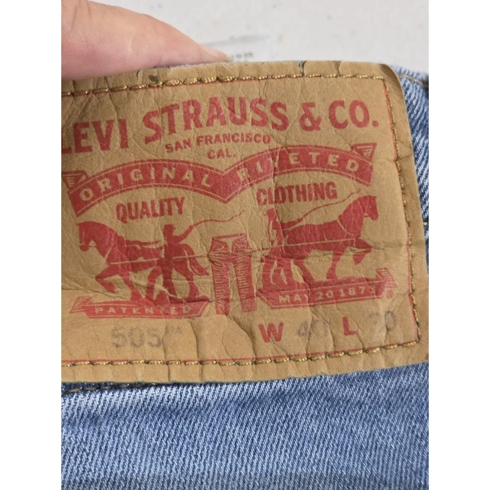 Levis Mens 40x30 505 Straight Leg Blue Denim Jeans Regular Fit Classic Essential